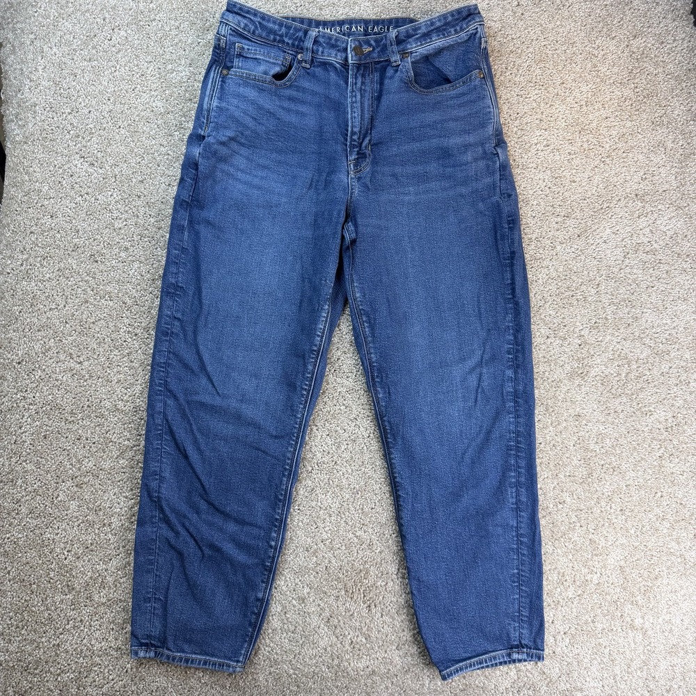 American Eagle Outfitters Mom Jeans Womens 12 Med Wash Blue Stretch Denim
